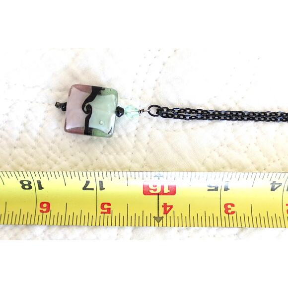 Black Long Chain Hard Candy Necklace Set / Fairy Wing Earrings - Picture 8 of 9